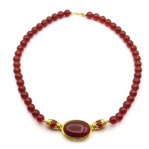 MMA Metropolitan Museum Of Art Carnelian Cab Bead Necklace Egyptian Style 18”